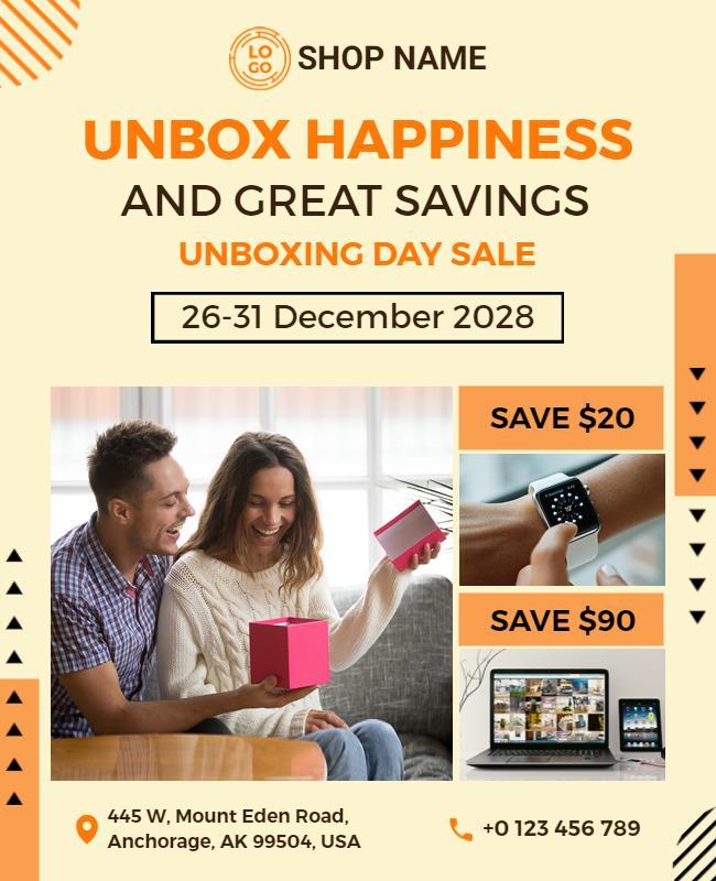 Unboxing Day Sale Promotional Flyer Template