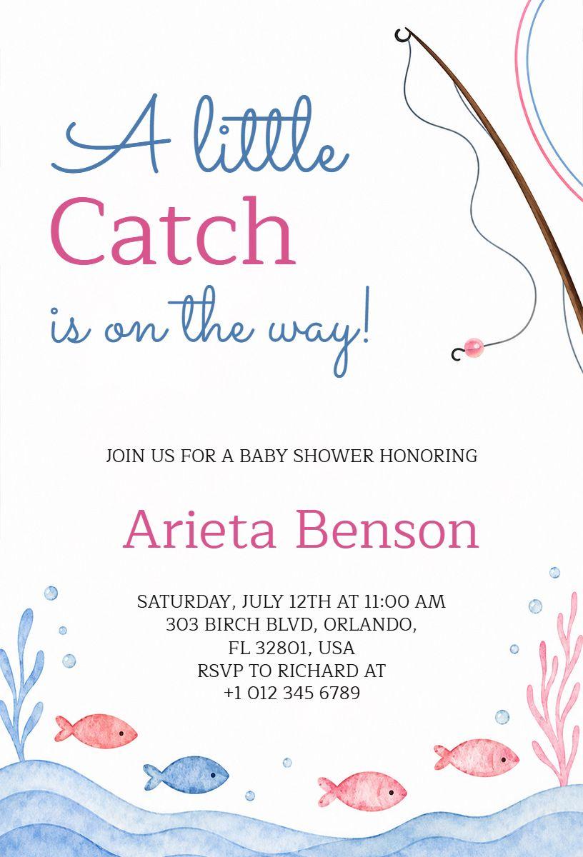 Under the Sea Baby Shower Little Catch Invitation Template