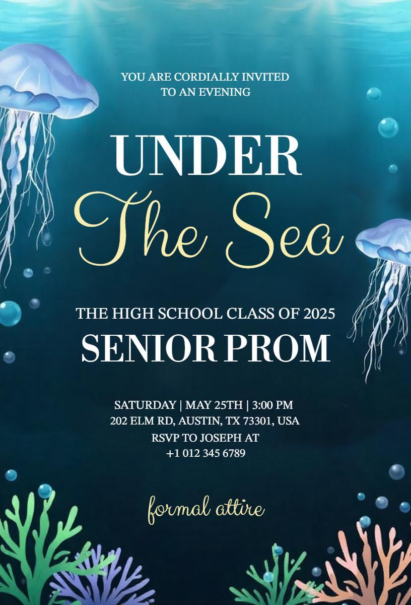 Under the Sea Senior Prom Celebration Invitation Template