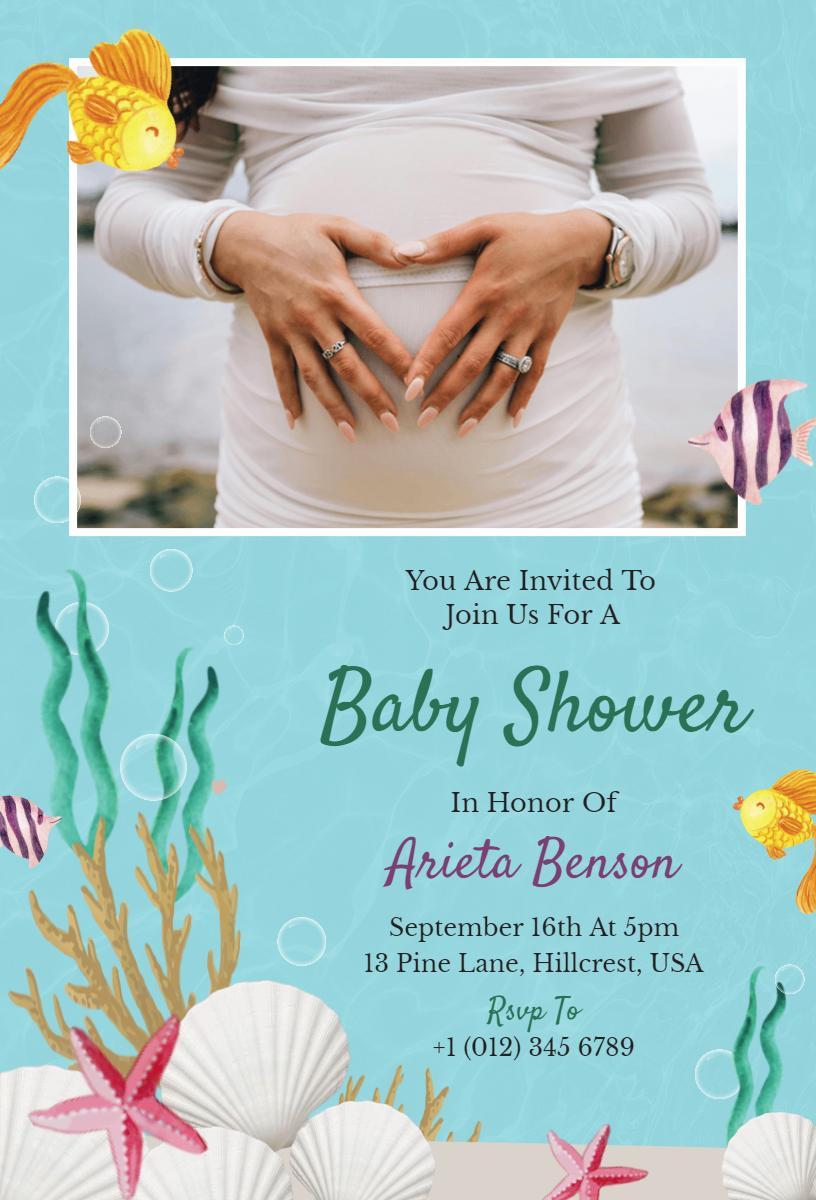 Underwater Adventure Baby Shower Celebration Invitation Template