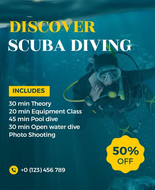 Underwater Adventure Scuba Diving Experience Poster Template