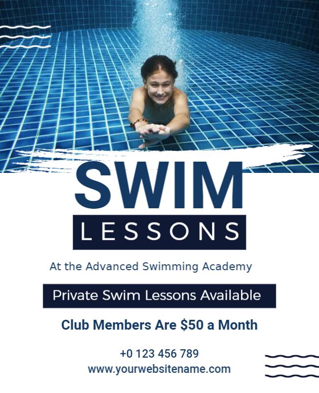 Underwater Photography Swim Lessons Promotion Flyer Template