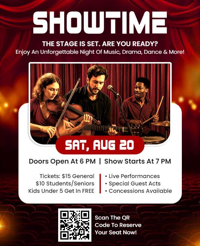 Unforgettable Night of Entertainment Showtime Flyer Template