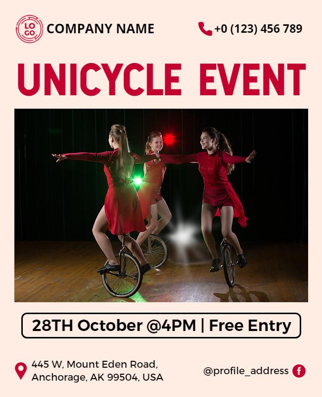 Unicycle Performance Event Flyer Template