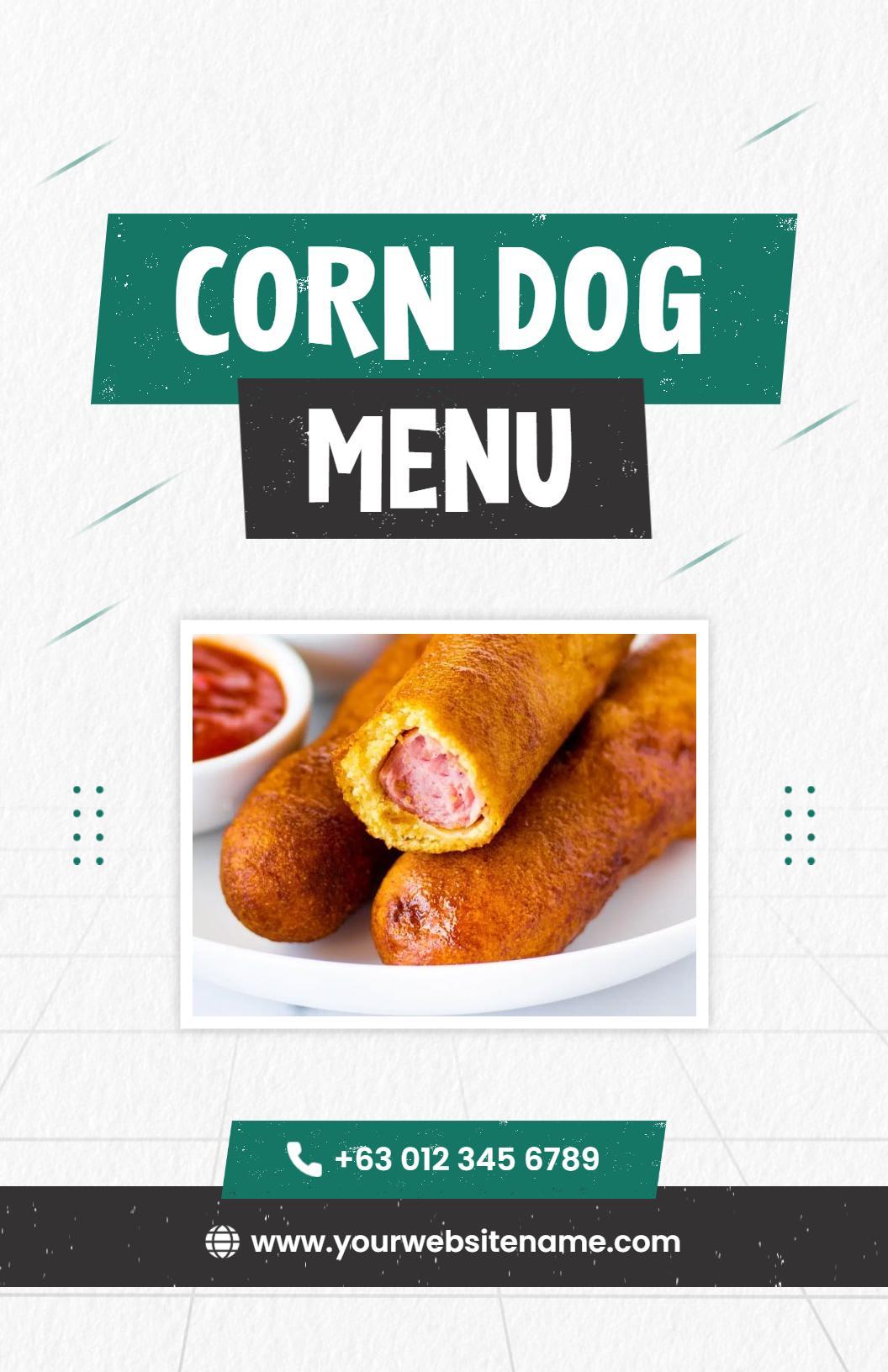 Unique Beverage and Corn Dog Combination Menu Template