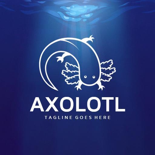 Unique Blue and White Axolotl Design for Aquatic Lovers Logo Template