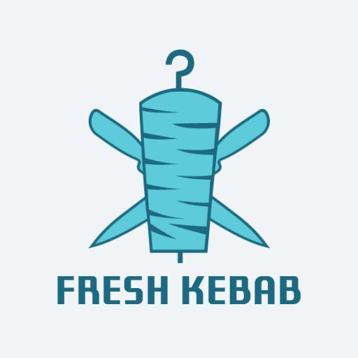 Unique Blue Kebab Design Showcasing Fresh Ingredients Logo Template