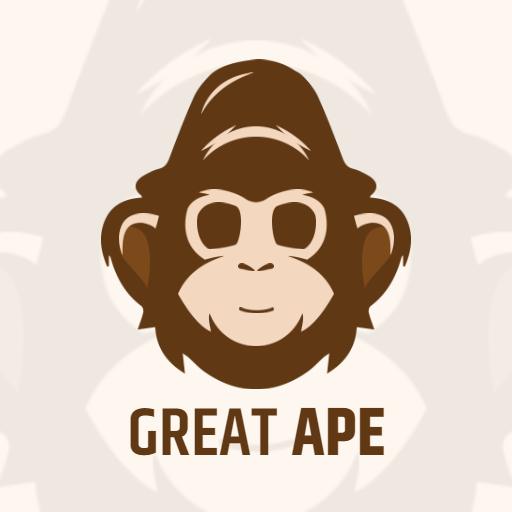 Unique Brown Great Ape Design with Playful Features Logo Template