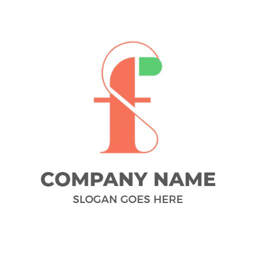 Unique F Letter Design in Vibrant Orange and Green Logo Template