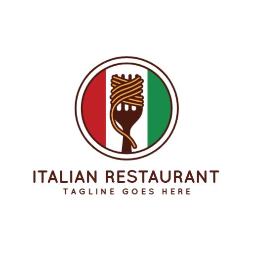 Unique Italian Fork Design Featuring Italian Flag Colors Logo Template