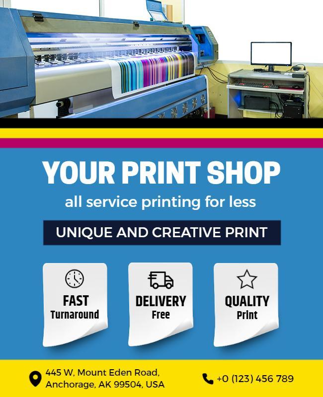 Unique Printing Services Promotional Flyer Template