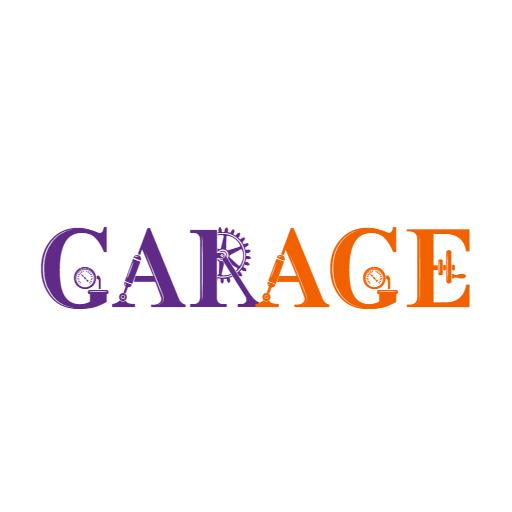 Unique Purple and Orange Wordmark for Garage Services Logo Template