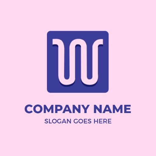 Unique W Letter Design on a Soft Pink Background Logo Template