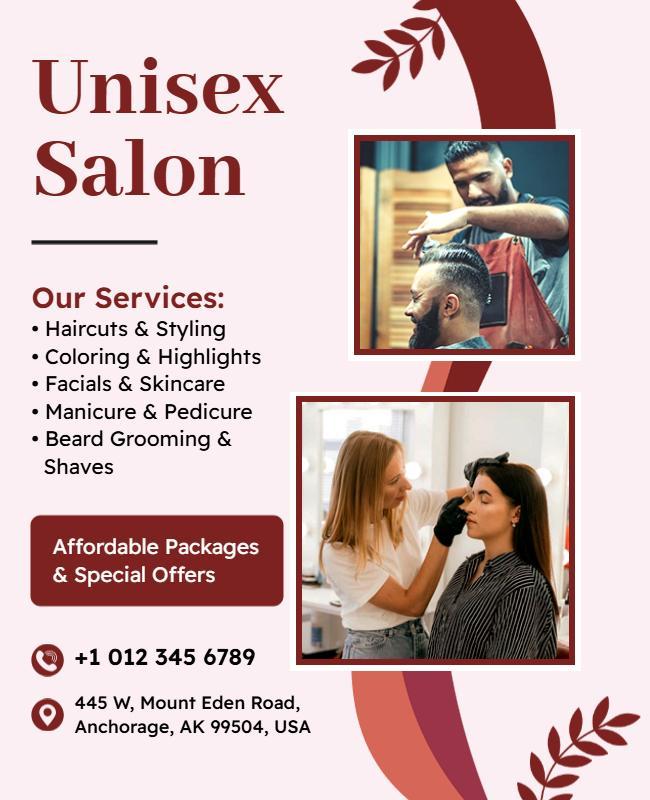 Unisex Salon Services Promotional Flyer Template