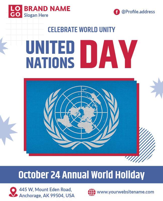 Bold Blue United Nations Day Celebration Flyer Template