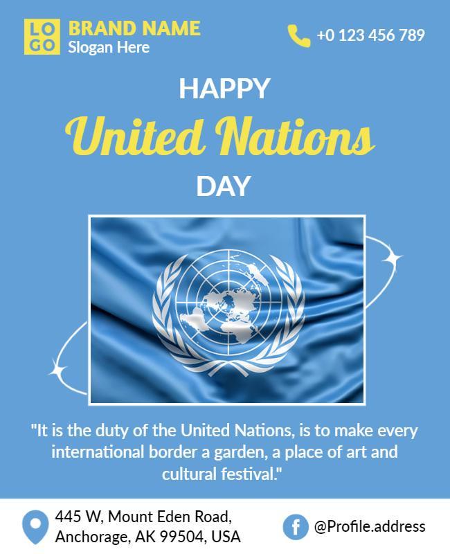 Festive Blue United Nations Day Celebration Flyer Template