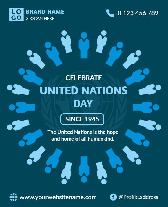 Celebratory Blue United Nations Day Commemoration Flyer Template