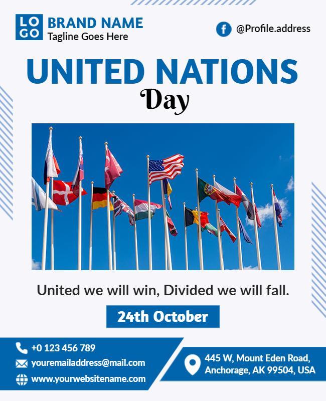 Patriotic Blue United Nations Day Celebration Flyer Template