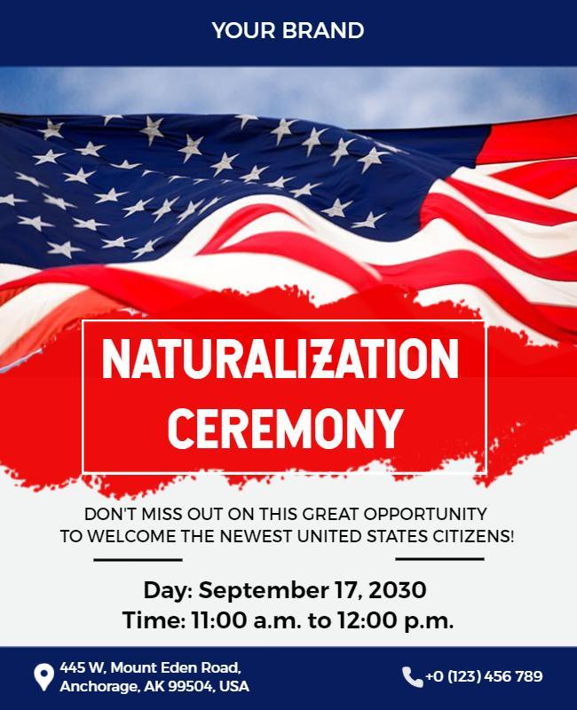 United States Naturalization Ceremony Flyer Template