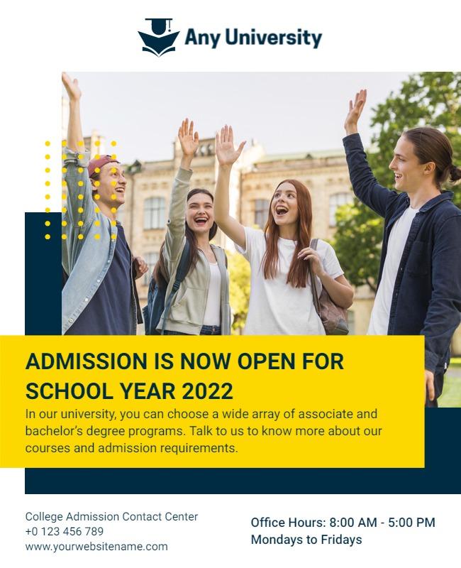 University Admission Announcement Flyer Template