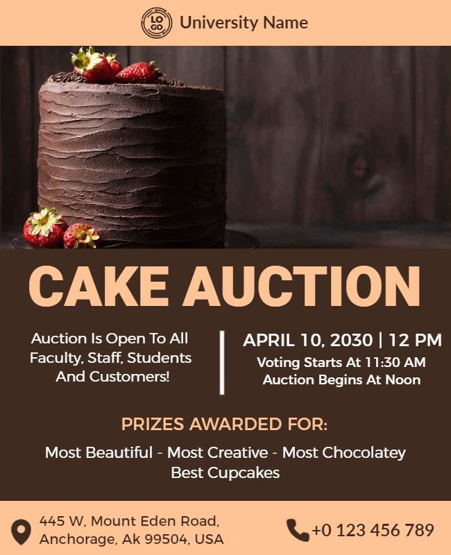 University Cake Auction Event Flyer Template