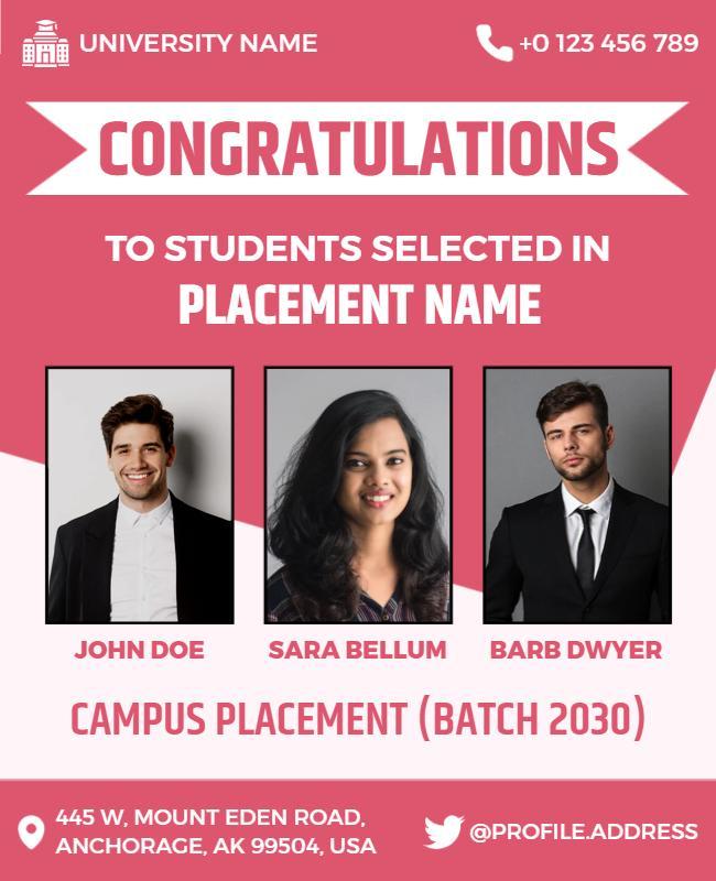 University Campus Placement Announcement Flyer Template