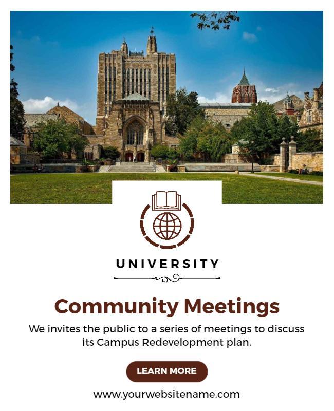 University Campus Redevelopment Meeting Flyer Template