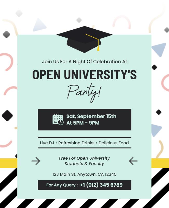 University Celebration Party Invitation Flyer Template