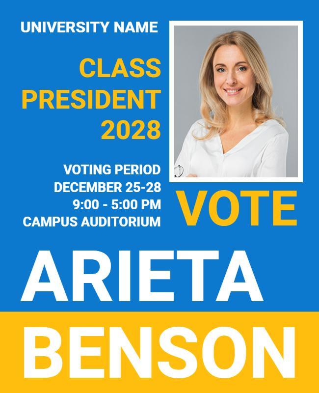 Bright Blue and Yellow Class President Election Flyer Template