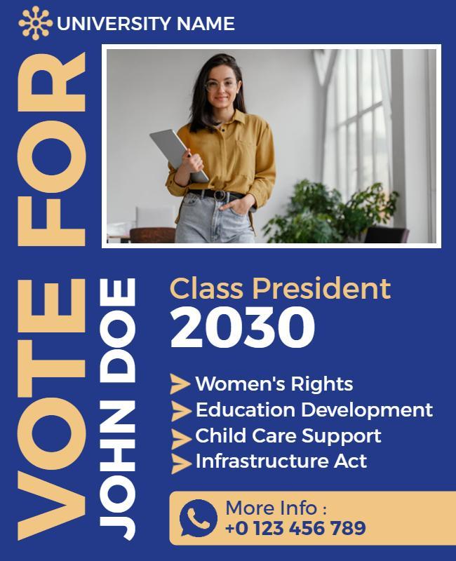 University Class President Election Campaign Flyer Template