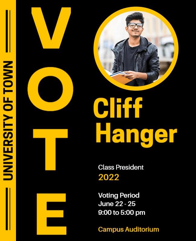 Bold Black and Yellow Student Election Vote Flyer Template