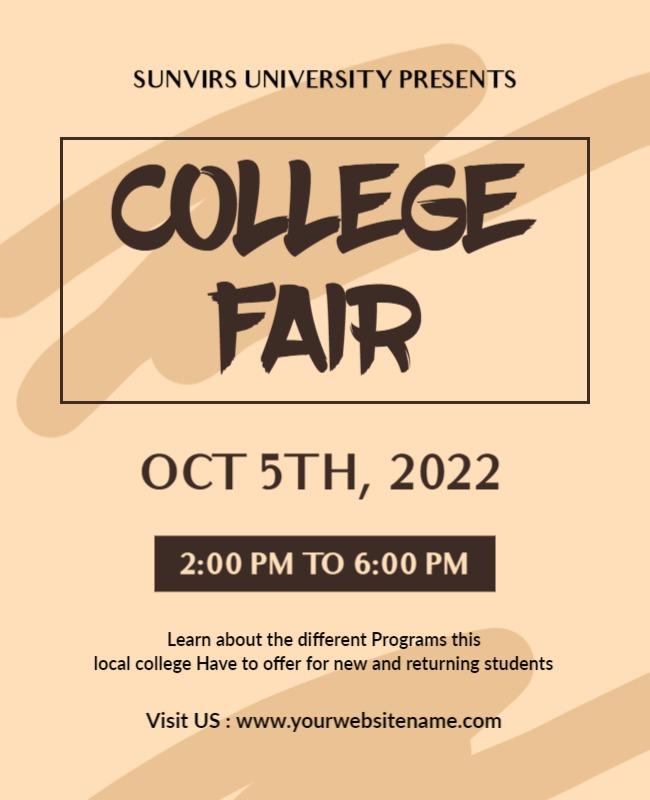 Bold Modern Tan College Fair Event Flyer Template