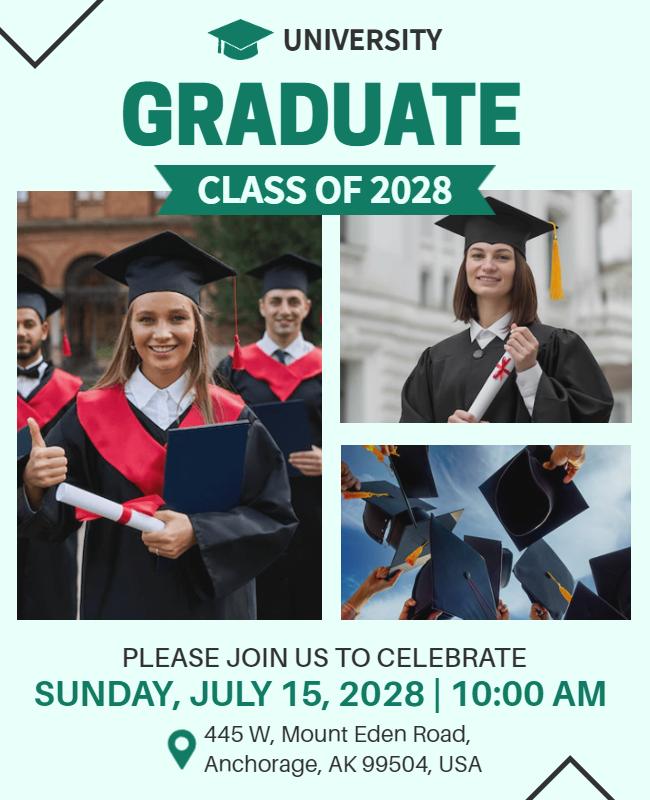 Modern Green Graduation Celebration Flyer Template