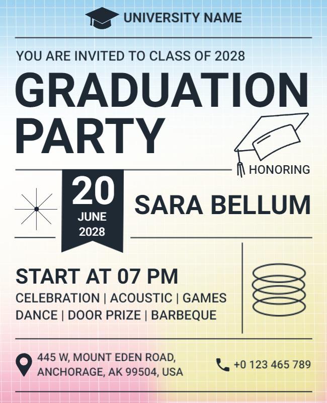 University Graduation Celebration Party Flyer Template