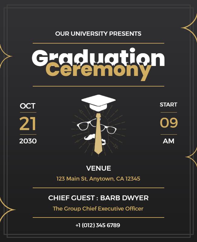 University Graduation Ceremony Invitation Flyer Template