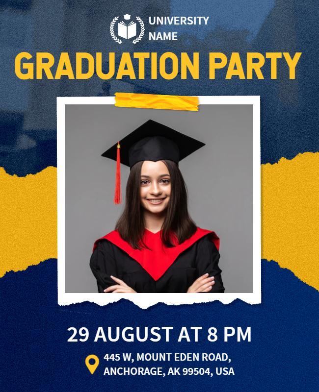 Vibrant Blue Graduation Party Celebration Flyer Template