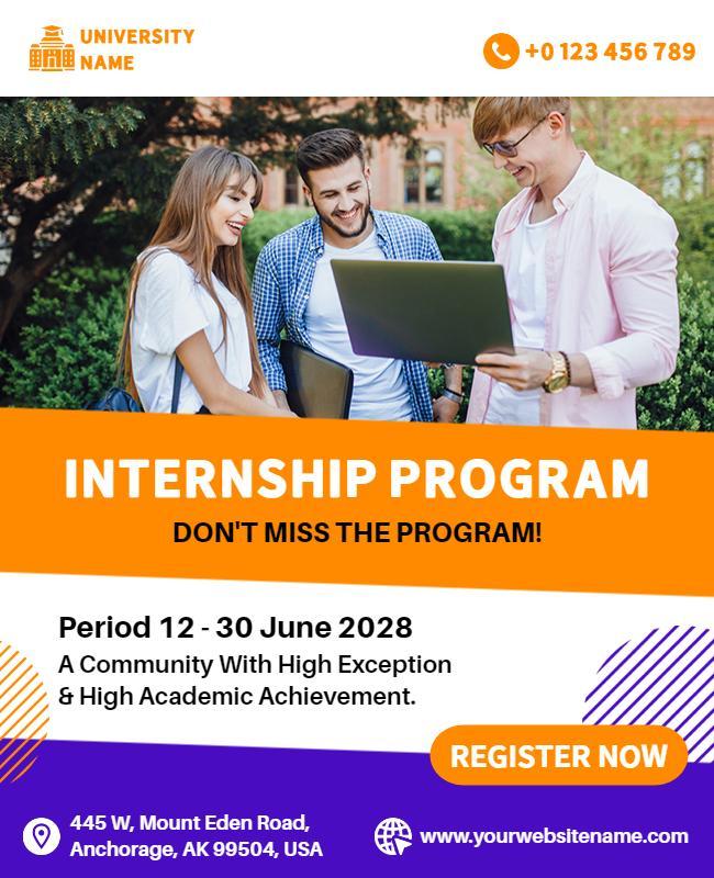 University Internship Program Announcement Flyer Template