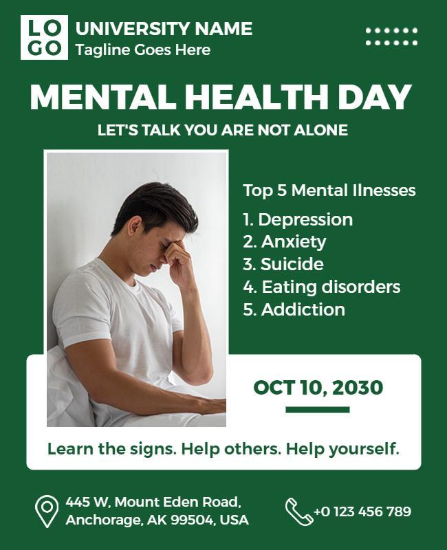 University Mental Health Awareness Day Flyer Template