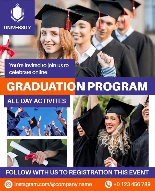 University Online Graduation Celebration Flyer Template