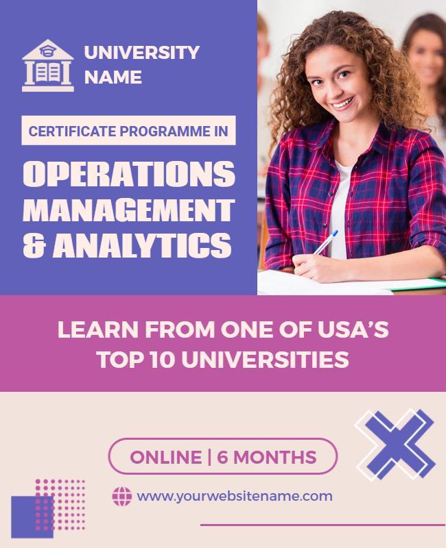 University Operations Management Certificate Flyer Template