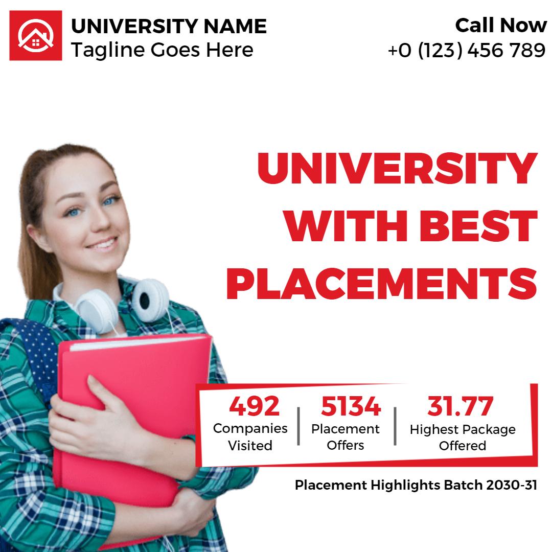 University Placement Success with Highlights and Offers Ad Template