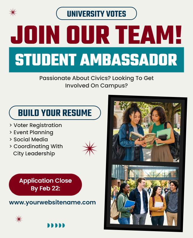 University Student Ambassador Recruitment Flyer Template
