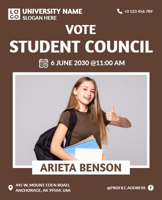 Bold Brown Student Council Election Vote Flyer Template