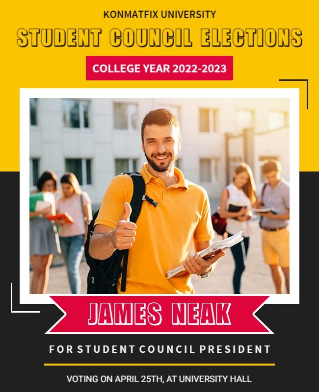 Bright Yellow Student Council Elections Campaign Flyer Template