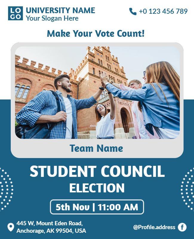 Engaging Blue Student Council Election Awareness Flyer Template