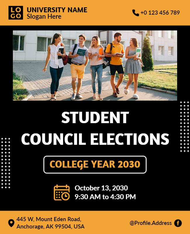 Energetic Orange Student Council Elections Flyer Template