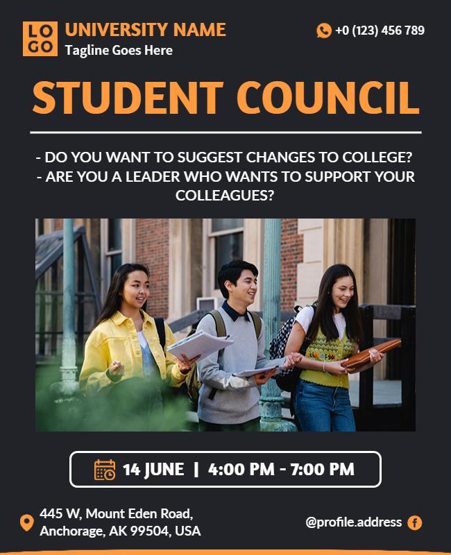 University Student Council Meeting Flyer Template