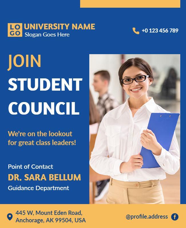 University Student Council Recruitment Flyer Template