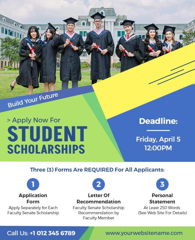 University Student Scholarships Application Flyer Template