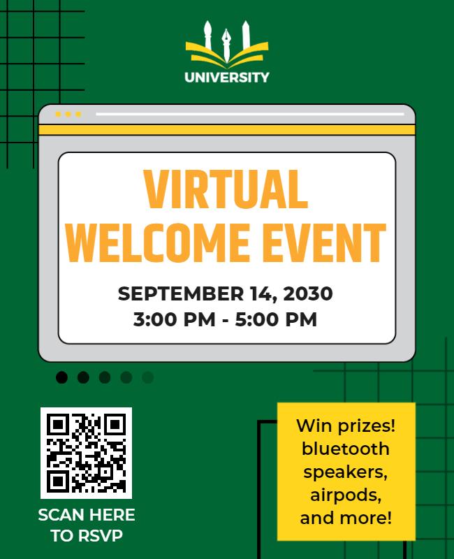 University Virtual Welcome Event Flyer Template